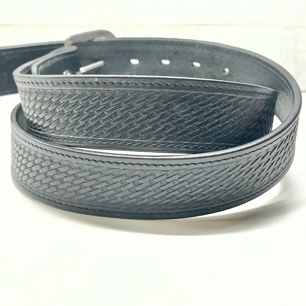 Vtg Buffalo Billfold Belt Black Leather Made in USA Size 40 Mens Textured READ!